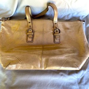 Coach shoulder bag in brushed metallic gold!